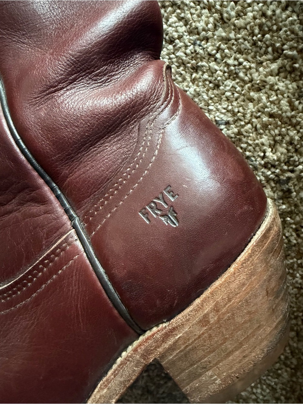 FRYE Vintage Red Brown Leather Western Cowboy Boots Festival Westerncore 8 - Picture 6 of 10